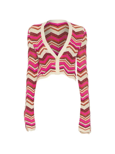 Devon Windsor chevron-knit cropped cardigan Pink SU26713T