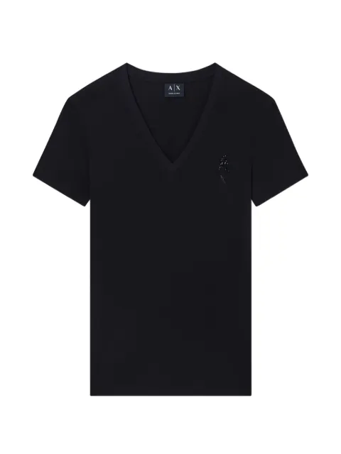 Armani Exchange stud-embellished V-neck T-shirt Black XW002330AF10356