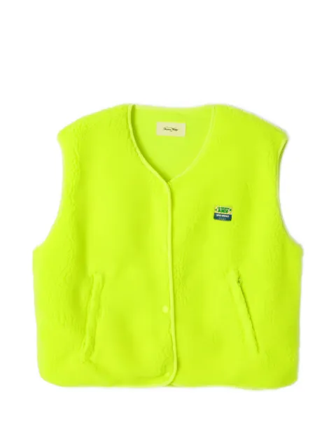 American Vintage fleece-texture logo-patch jacket Yellow HOK16B