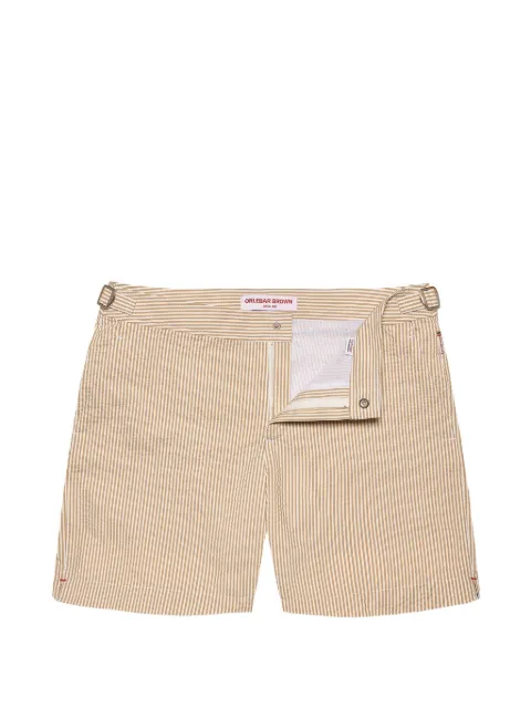 Orlebar Brown Bulldog seersucker-stripe swim shorts Neutrals 282435