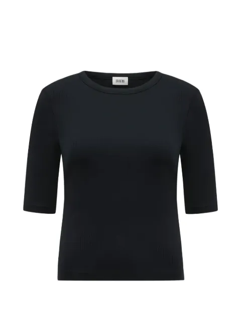 Drykorn Selay ribbed-knit short-sleeve slim-fit cotton T-shirt Black SELAY520026