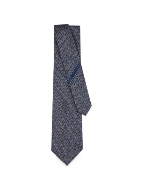 Ferragamo Gancini-pattern silk tie Grey 795610