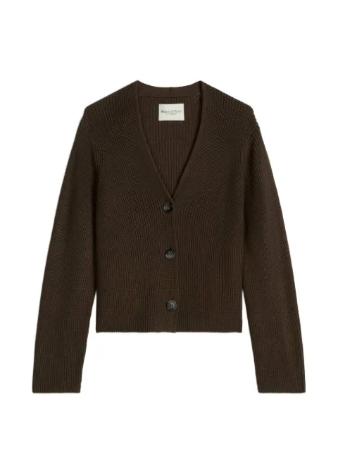 Marc O'Polo ribbed V-neck cardigan Brown 5000014425
