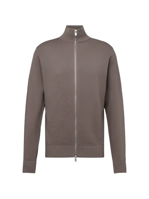Drykorn zip-up textured-knit sweater Brown 104842018748726
