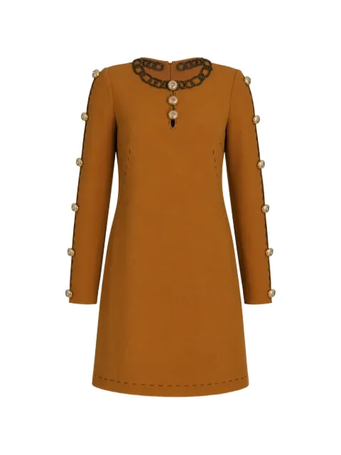 Dolce & Gabbana crystal-embellished decorative-button mini dress Brown DR1469