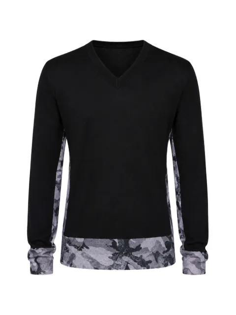 Dolce & Gabbana camouflage-panel V-neck sweater Black 8057155958566