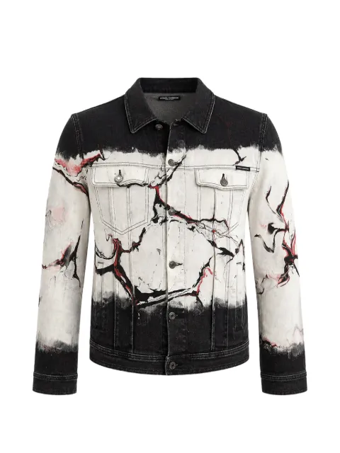 Dolce & Gabbana marble-print denim jacket White G9NL5ZG8ME3