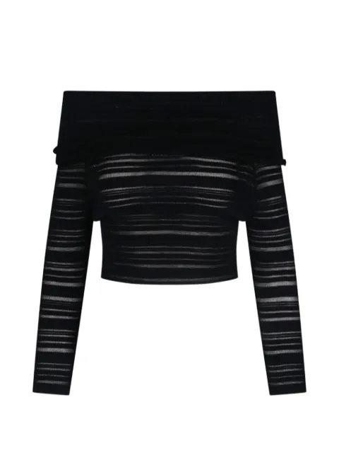 ANDREĀDAMO off-shoulder horizontal-stripe top Black 419010