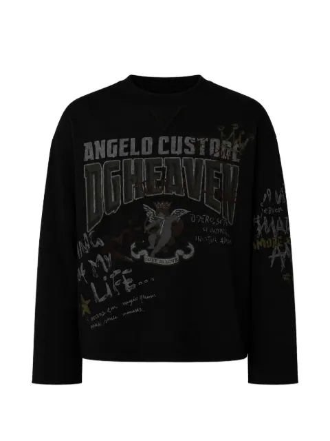 Dolce & Gabbana graphic-print raw-cut sweater Black G9ABJZHU7H9