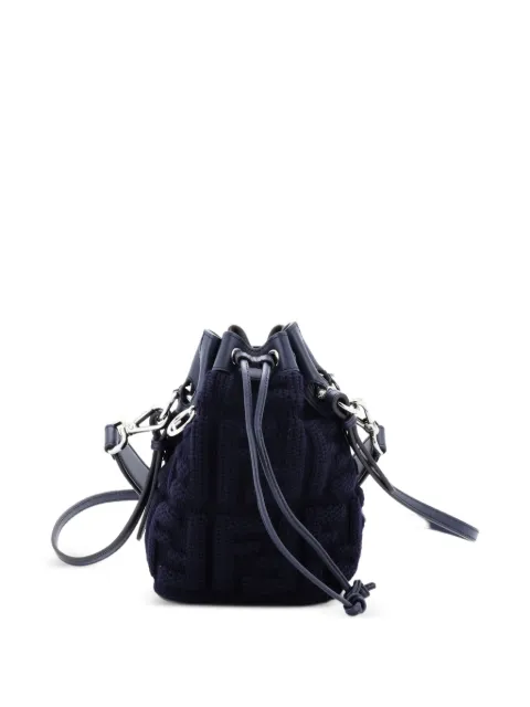 Fendi Pre-Owned Mon Tresor Zucca Knit with Leather Mini bucket bag Blue EBCL2OBGZ7HD3TVZ
