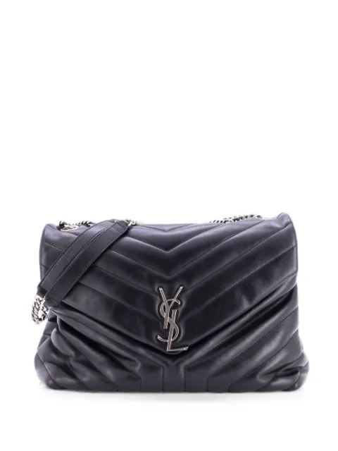Saint Laurent Pre-Owned Loulou Matelasse Chevron Leather Medium shoulder bag Black E2I69F1HQDZTY0HB