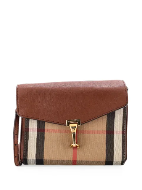 Burberry Pre-Owned Macken Leather and House Check Canvas Small crossbody bag Brown PFXLXD7EDYSGALCE
