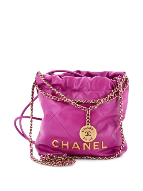 CHANEL Pre-Owned 22 Chain Hobo Quilted Calfskin Mini crossbody bag Pink M9MZ555EVZEH9JJ3