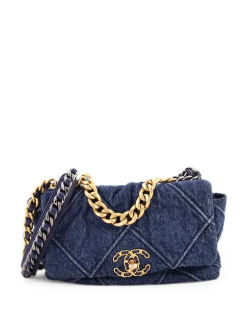 CHANEL Pre-Owned 19 Flap Bag Quilted Denim Medium shoulder bag Blue 22L01TTZUJFH5N8L