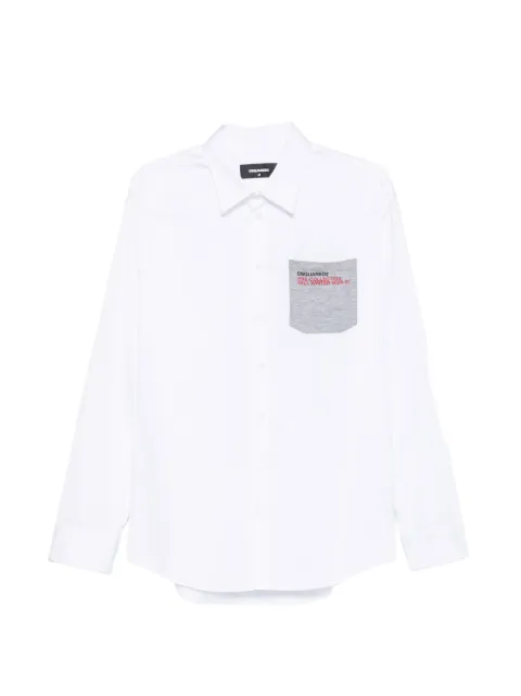 DSQUARED2 dropped-shoulder logo-print patch-pocket cotton shirt White S74DM1066S36275