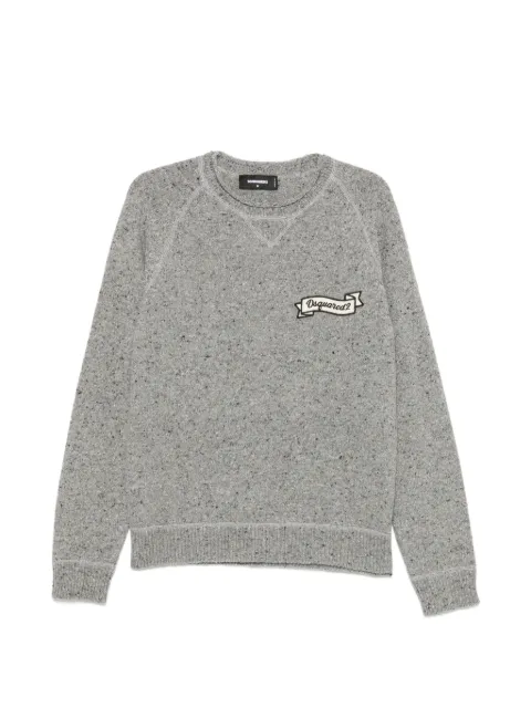 DSQUARED2 logo-patch flecked sweater Grey S74HA1668D13233