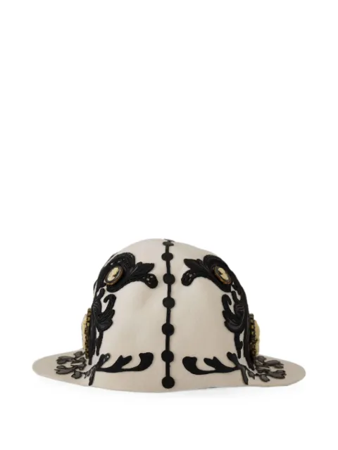 Dolce & Gabbana embroidered cameo-detail hat White HAT9299