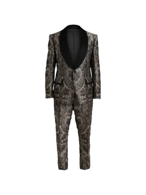 Dolce & Gabbana floral-jacquard three-piece suit Brown 8512513147095