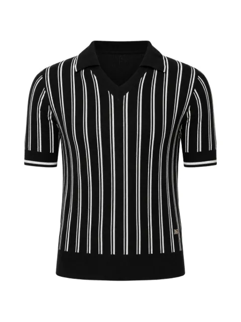 Dolce & Gabbana striped-pattern V-neck T-shirt Black P00875670