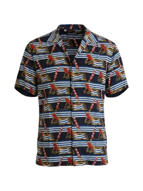Dolce & Gabbana beach-chair print striped shirt Blue DOL84087
