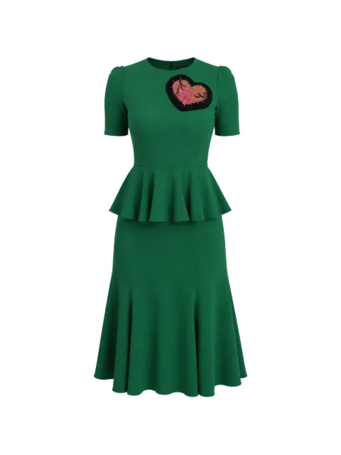 Dolce & Gabbana heart-patch peplum midi dress Green DR2511