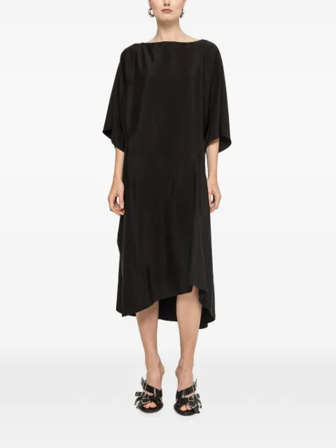 NISSA viscose and silk midi dress Black RZ17000