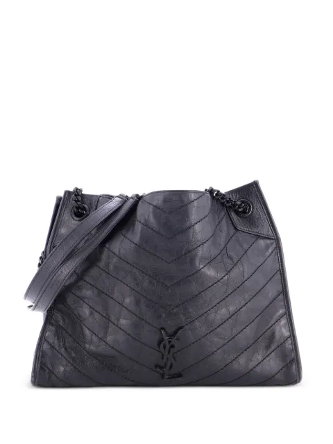 Saint Laurent Pre-Owned Niki Shopping Matelasse Chevron Leather Medium tote bag Black K02QM5ISUINQPADA