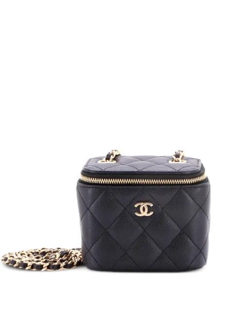 CHANEL Pre-Owned Classic Vanity Case with Chain Quilted Caviar Mini pouch Black ZYMN1UAP7OX1R9B2