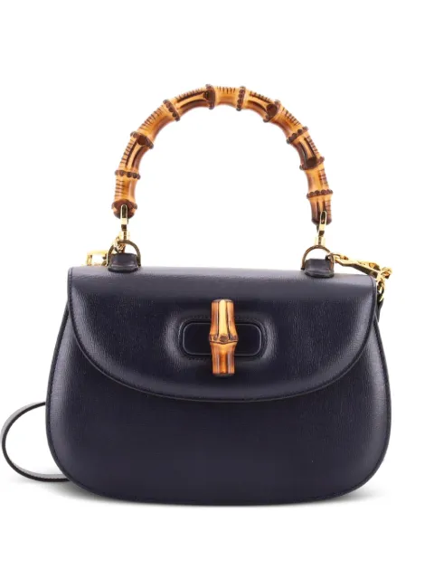 Gucci Pre-Owned Bamboo 1947 Top Handle Bag Leather Medium satchel Blue CA18OLZFW346ICHH