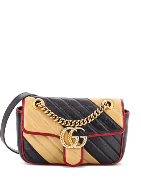 Gucci Pre-Owned GG Marmont Flap Bag Diagonal Quilted Leather Mini crossbody bag Black 8DZ9K1IGPJD1ENLU