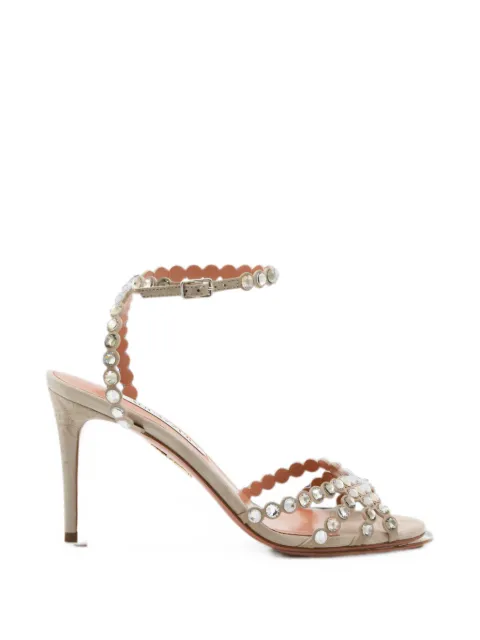 Aquazzura Tequila crystal-embellished sandals Neutrals TQLMIDS0SUESTN