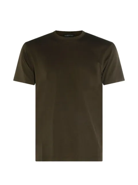 TOM FORD logo-embroidered crew-neck T-shirt Green JCS004JMT012