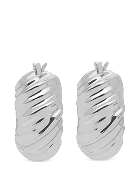 YOJ Kola ribbed hoop earrings Silver STES91142