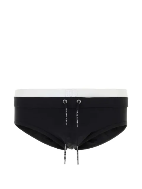 Dolce & Gabbana logo-patch drawstring swimming briefs Black M4F67JON0IL