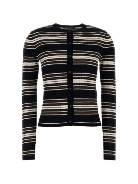 Max Mara striped ribbed-knit silk cardigan Black 2626346021600