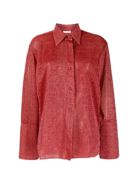 Oséree metallic-effect button-up shirt Red LSF235CORAL