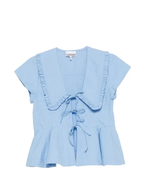 GANNI ruffled peplum blouse Blue A1040341