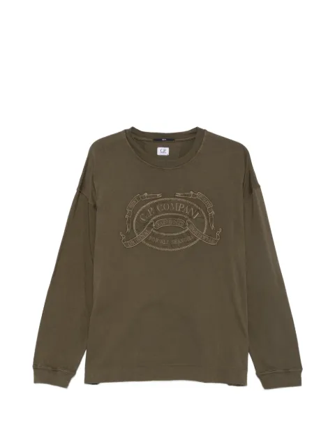 C.P. Company logo-embroidered long-sleeve T-shirt Green 21CMTS162A005697G683