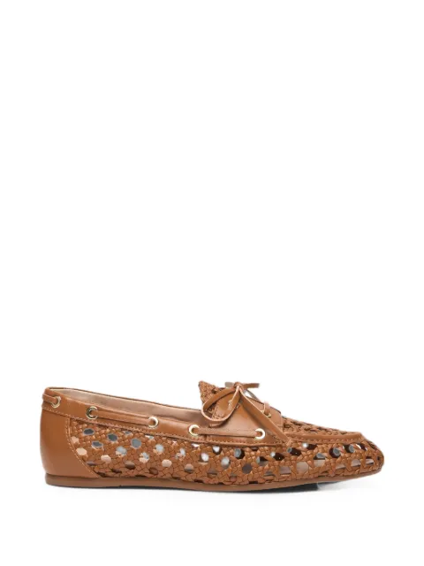 Stuart Weitzman Tinsley woven leather loafers Brown SN727FNEYVY