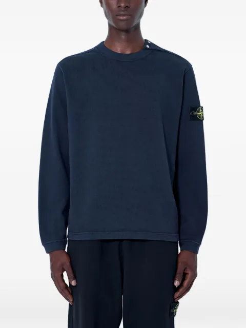 Stone Island logo-patch button-detail sweatshirt Blue L2S156100036S0406