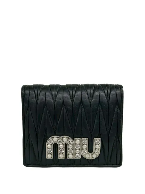 Miu Miu Pre-Owned 2010-2026 Matelasse Nappa Bijoux Bifold Wallet small wallets Black 31VZJEB595UIZFB8