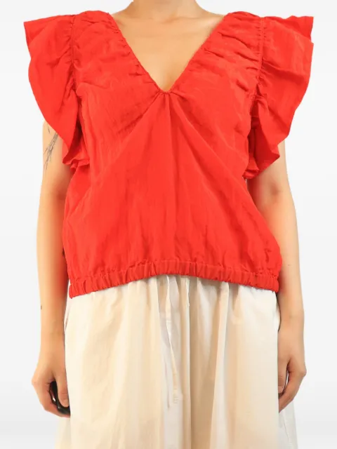 Victoria Beckham ruffled top Red REDRUFFLEDNYLONBLENDTOP