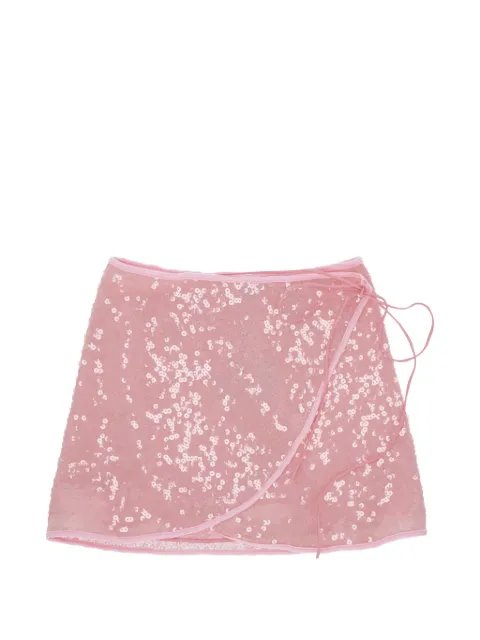Oséree Marylin sequin-embellished wrap-style min skirt Pink AGF257BUBBLEPINK