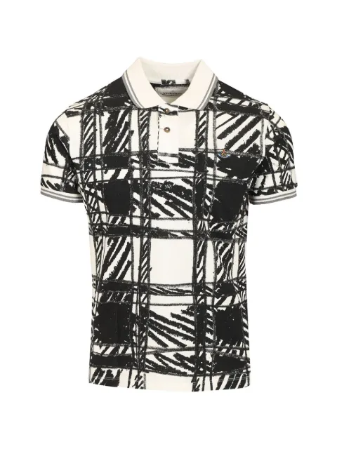 Vivienne Westwood Scribble Orb-embroidered polo shirt White 2H01000YJ00BR