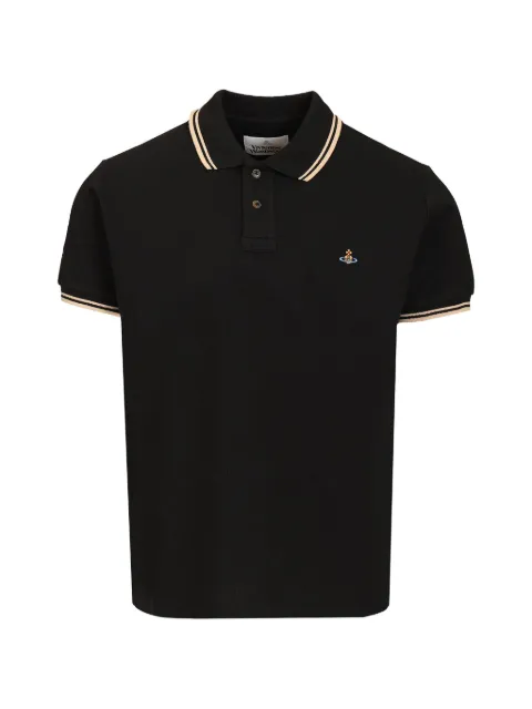 Vivienne Westwood Orb-embroidered tipped polo shirt Black 2H01000YJ00AUN401
