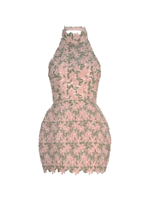 Atoir floral-lace halterneck mini dress Pink AT240316