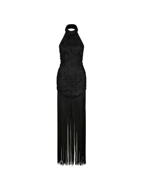 Atoir Elle fringe-detail ruched maxi dress Black AT240334