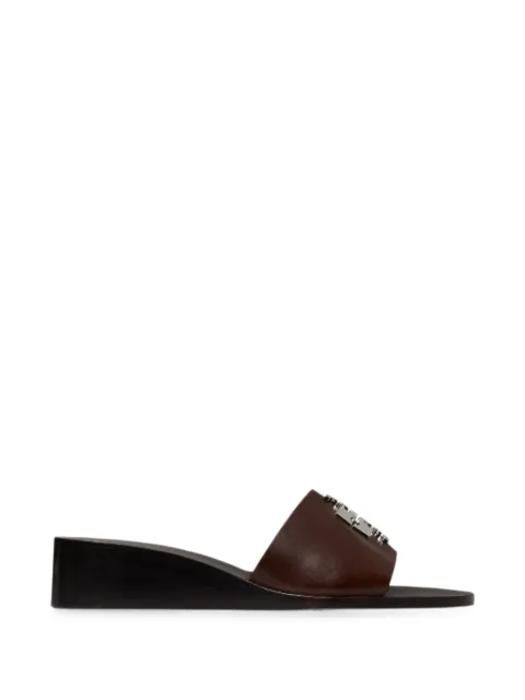 Tory Burch Charlie logo-plaque wedge sandals Brown 183698