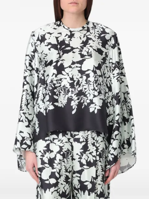 Agnona floral-print silk blouse Black TT1101S4064