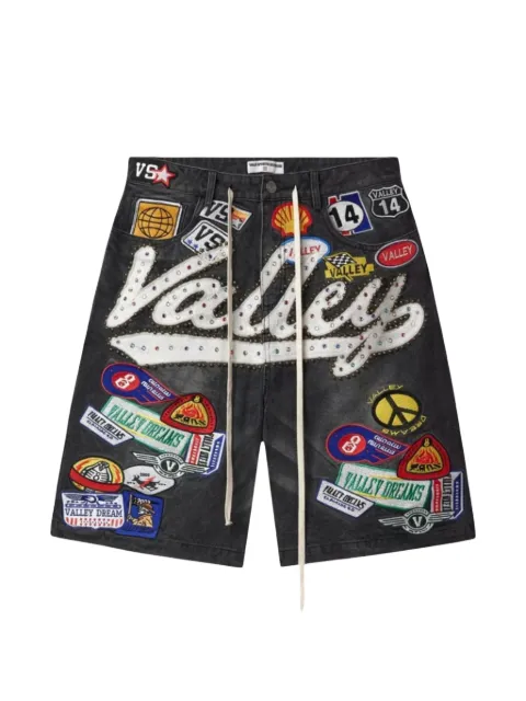 Vale Skittles Patch 1980s belt-loop shorts Black VAL251